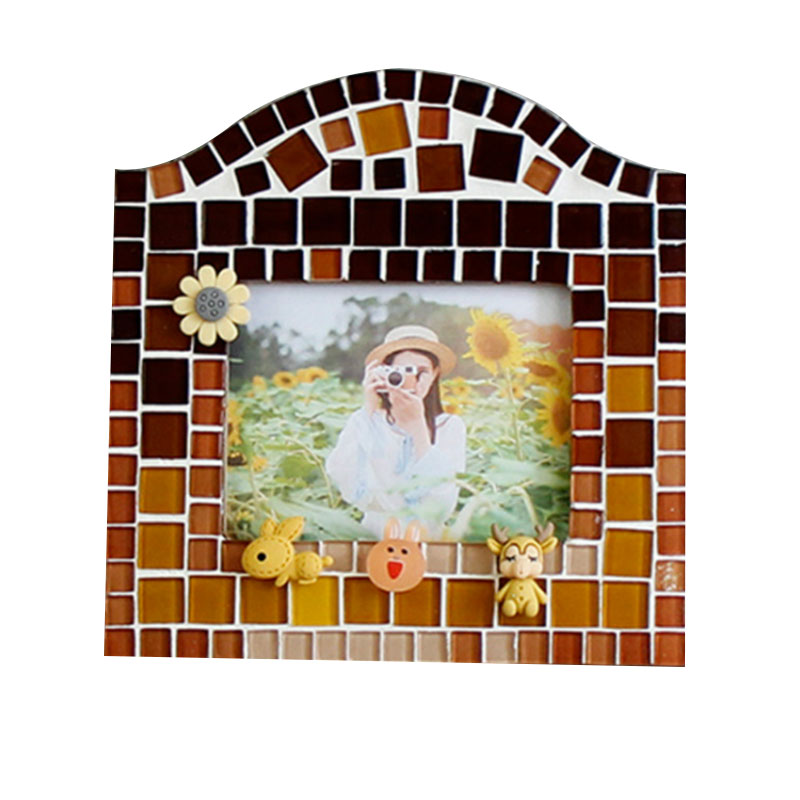 Ins Wood Mosaic DIY Photo Frame, керамика, сувенир для украшения дома, наборы для семейных рукоделий, современный дизайн и форма, с нашивкой из цветов, бестселлер