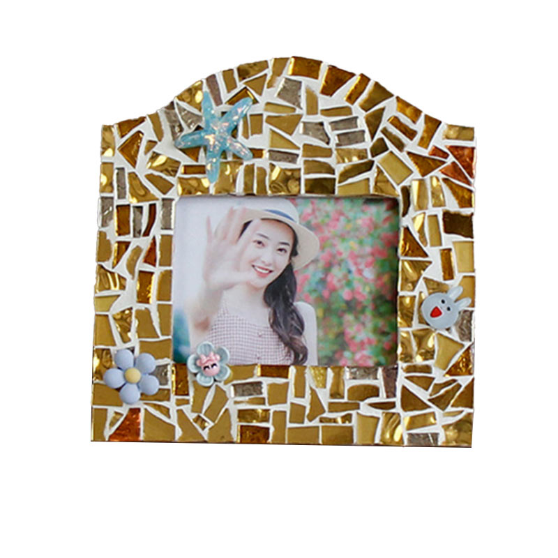 Ins Wood Mosaic DIY Photo Frame, керамика, сувенир для украшения дома, наборы для семейных рукоделий, современный дизайн и форма, с нашивкой из цветов, бестселлер