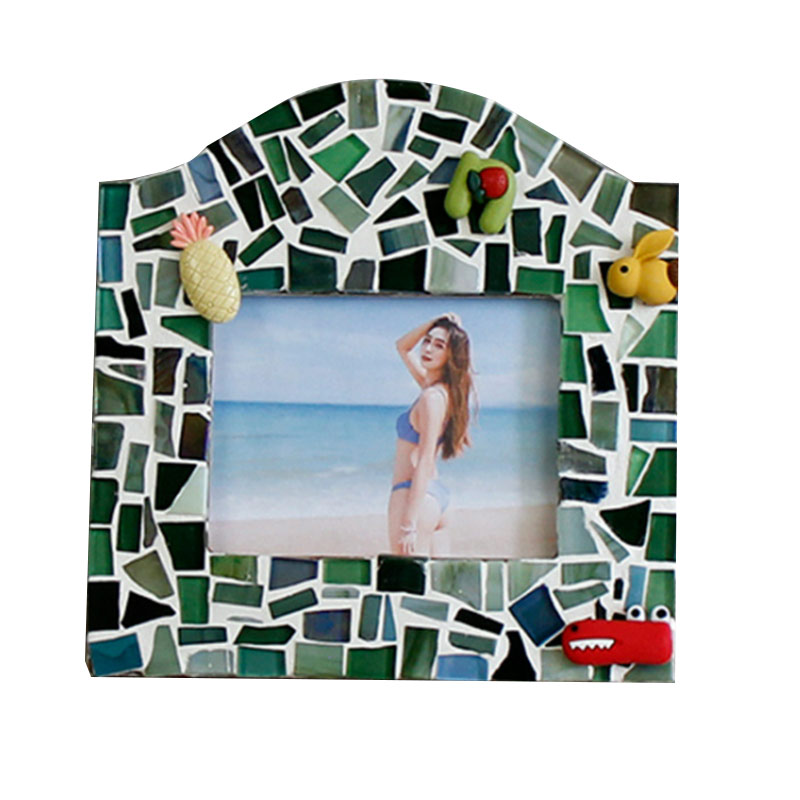 Ins Wood Mosaic DIY Photo Frame, керамика, сувенир для украшения дома, наборы для семейных рукоделий, современный дизайн и форма, с нашивкой из цветов, бестселлер